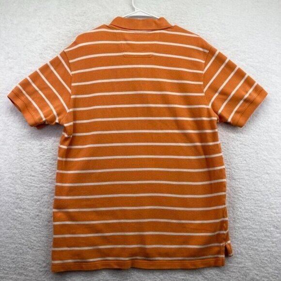 Eddie Bauer Mens Polo Shirt Size Large Orange Stripe Waffle Weave Short Sleeve - Picture 3 of 8